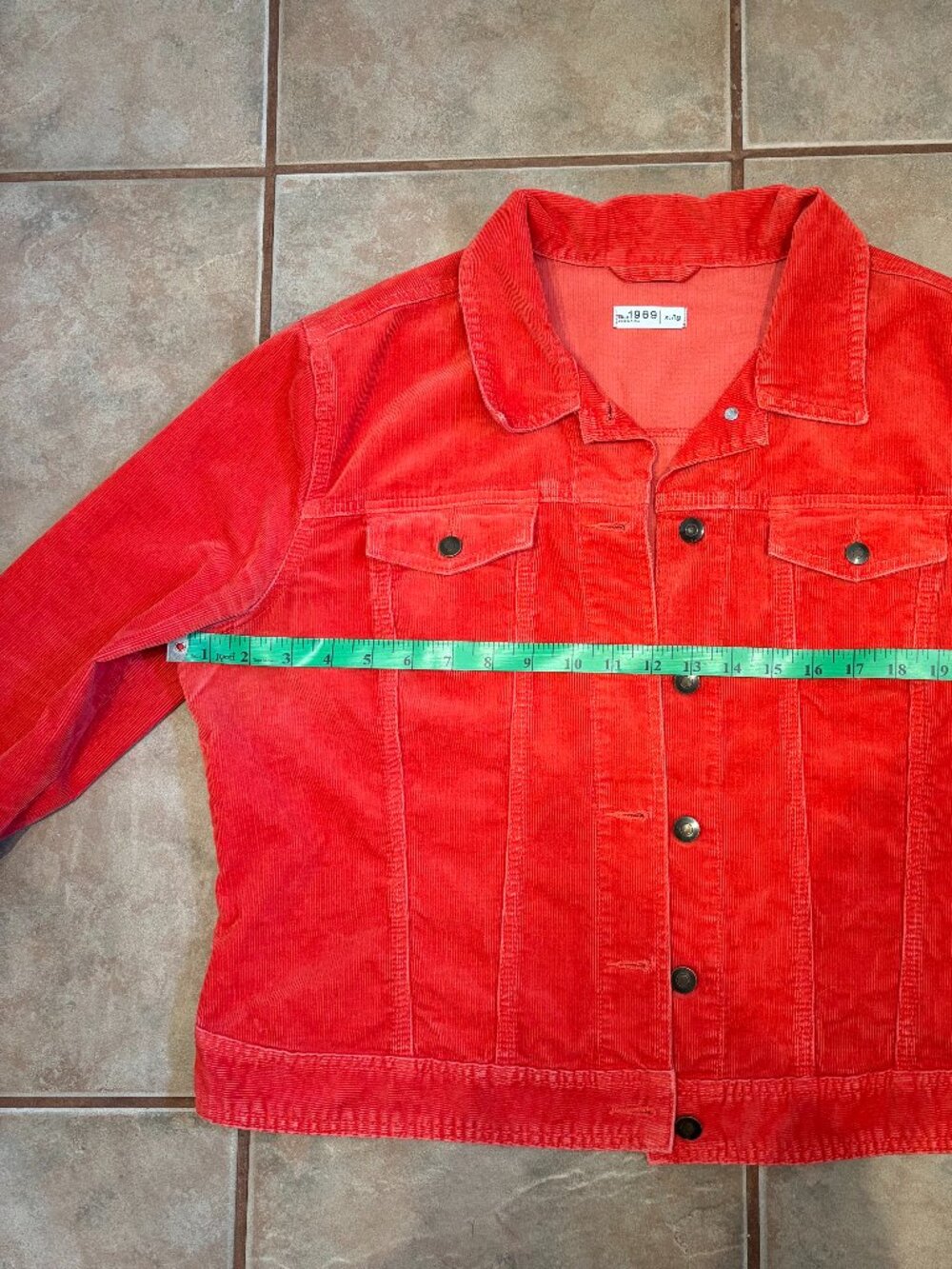 Gap 1969 Tomato Red Corduroy Trucker Jean Jacket XL